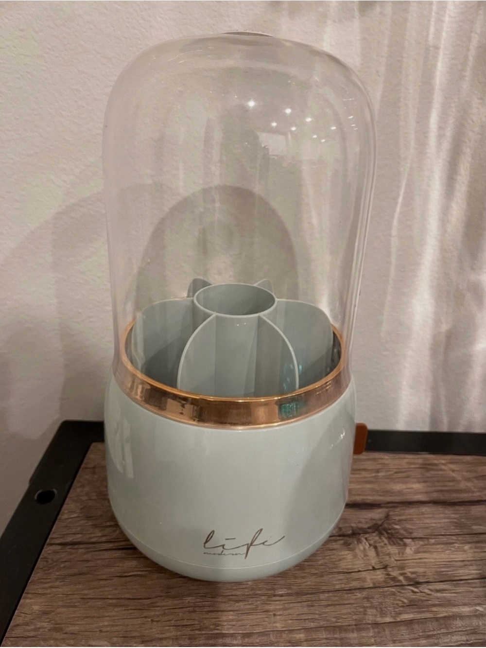 3/$11 Rotating Makeup Brush Holder Container with Dust Shield Dome - Mint Green